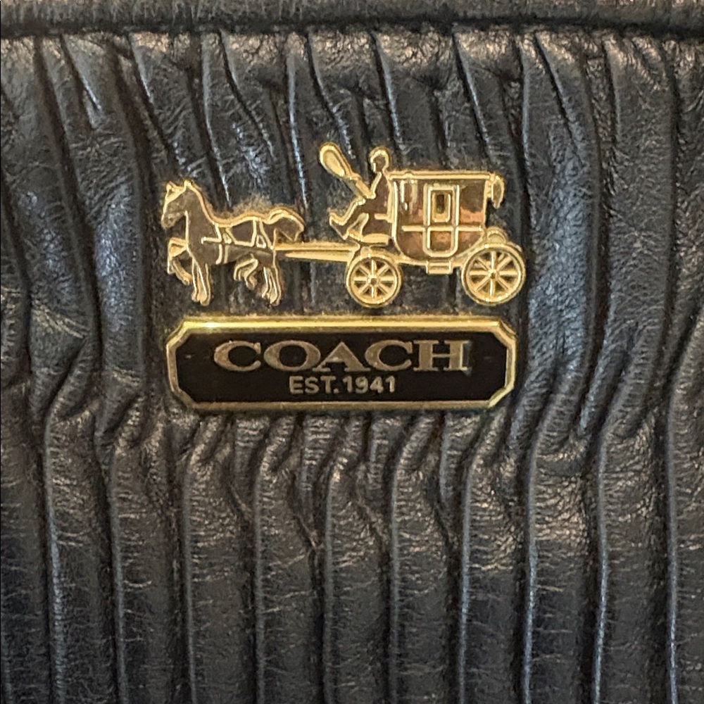 Coach Madison Midnight Black Gathered Leather Lindsey Satchel Shoulder Bag - Picture 6 of 16